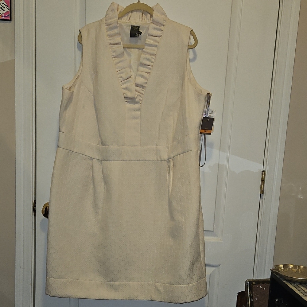 Taylor Cream Ruffled Sleeveless Dress